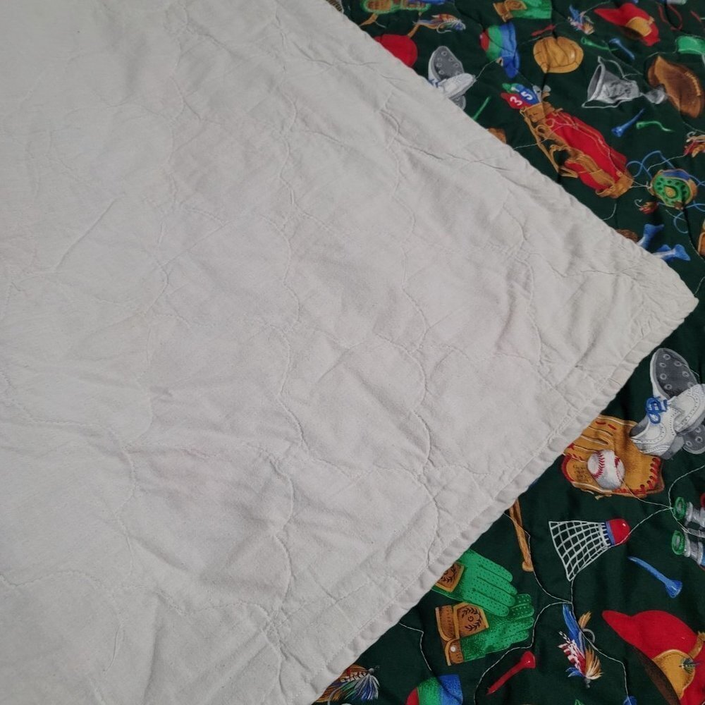 Handmade Baseball Logo Blue Multicolored Bed Quilt Comforter Twin Size - Picture 7 of 7